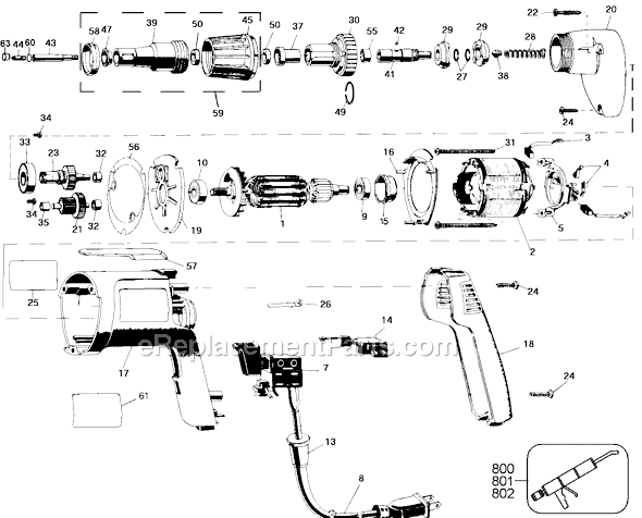 Page A Diagram and Parts List for 27146 Type 1 Black and Decker Electric Drill